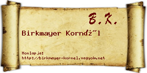 Birkmayer Kornél névjegykártya